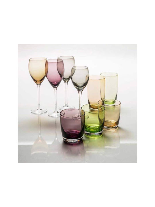 Cryspo Trio Irid Set of Glasses Whiskey made of Glass in Honey Color 6pcs