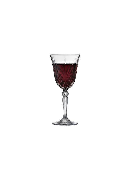 Lyngby Set of Glasses for White and Red Wine made of Crystal in Red Color Stemmed 4pcs