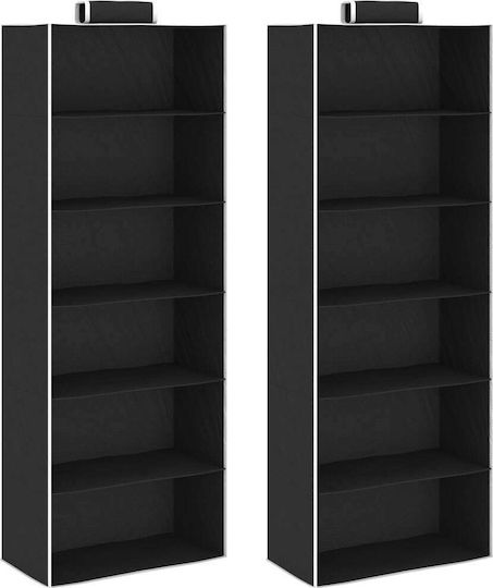vidaXL Текстилна Висяща Рафт За Дрехи В Черен Цвят 15x30x80см 2бр
