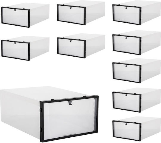 Пластмасов Кутия за Съхранение за Обувки в Черен Цвят 34x23x13см 10бр