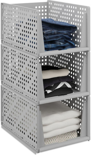 Relaxdays Husă De Depozitare Din Plastic Pentru Haine Culoare Gri 24.5x33.5x43.5cm 3 Bucăți
