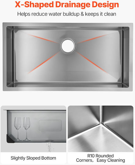Vevor QRSSCBXGPGTX1VX5D001V0 Υποκαθήμενος Inox Μ85xΠ45cm Ασημί Vevor QRSSCBXGPGTX1VX5D001V0 Υποκαθήμενος Inox Μ85xΠ45cm Ασημί