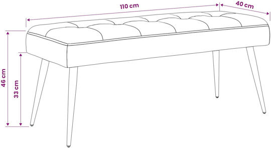Velvet Turquoise Dining Bench 110x40x46cm