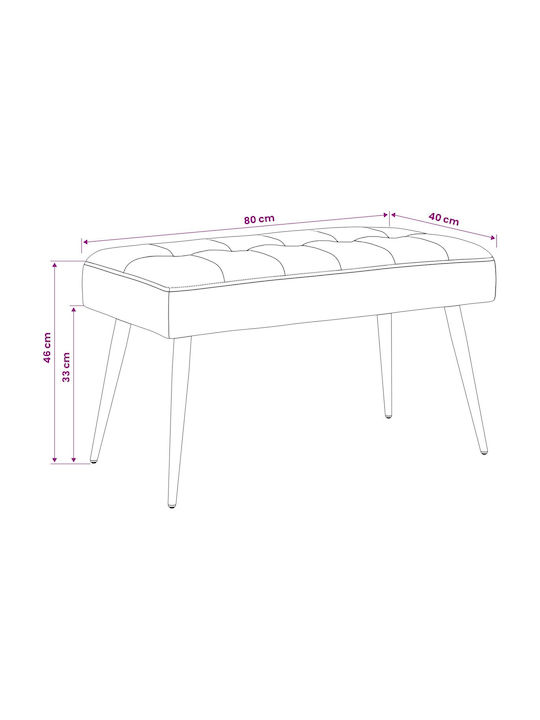 Velvet Light Gray Dining Bench 80x40x46cm