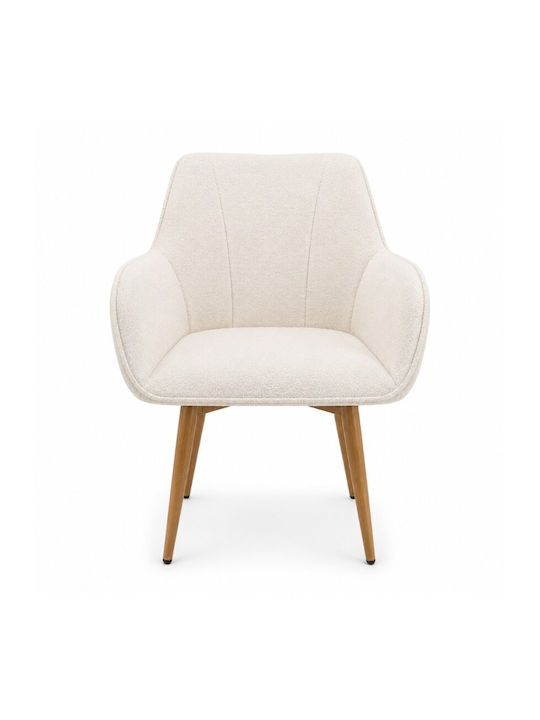 Sova Scaun Sala De Mese Cu Material Textil Alb 57x55x85cm