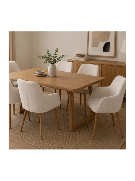 Sova Scaun Sala De Mese Cu Material Textil Alb 57x55x85cm