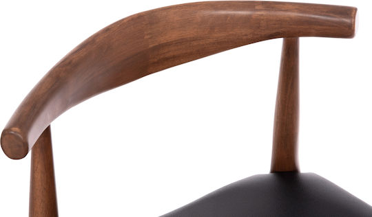 Rubberwood Dining Chairs with Artificial Leather Upholstery Walnut-Black 2pcs 55x51x75cm