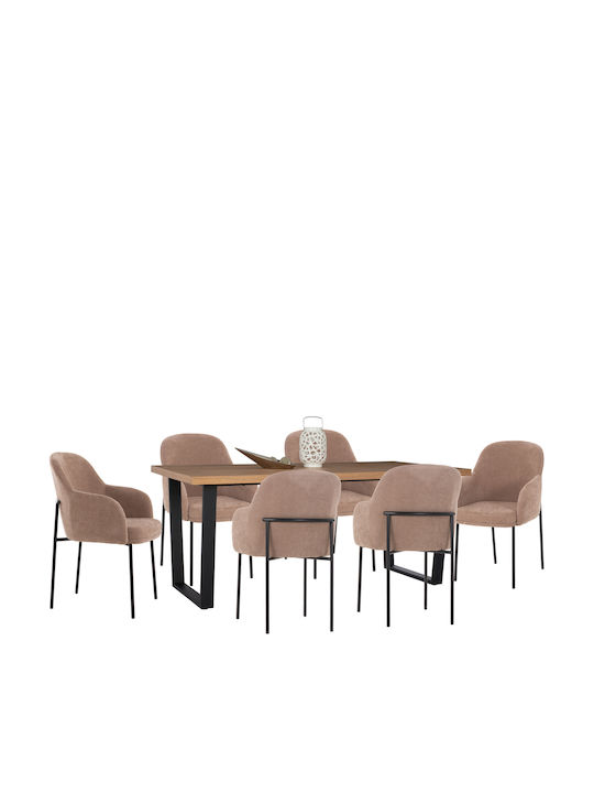 Τραπεζαρία Manido με 6 Καρέκλες 180x90εκ.