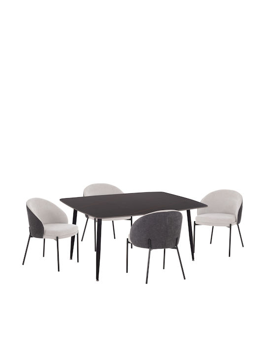 Τραπεζαρία Detton με 4 Καρέκλες 160x80εκ.