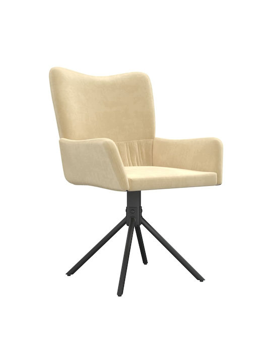 Dining Room Velvet Armchair Cream 55x56x85.5cm 2pcs