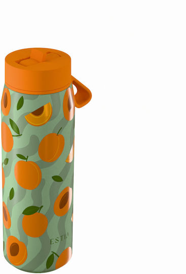 Estia Pulse Save The Aegean Recyclable Thermos Bottle Stainless Steel BPA Free 500ml Peach Garden