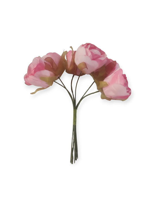 Set Mini Pink Roses 3cm 6 Pieces