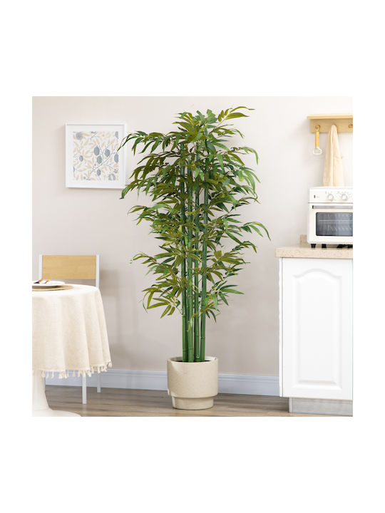 Homcom Artificial Bamboo Realistic Appearance Pot Indoor Space 180 Cm Green Black