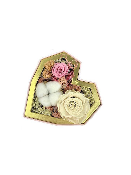 Aranjament Floral Special 5 Flori Criogenate Pe Un Pat De Mușchi Creț Stabilizat Licheni Naturali