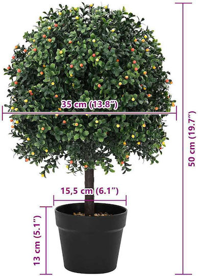 vidaXL Copac Artificial cu Fructe în Ghiveci 35x50 cm Verde