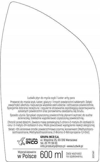 Ludwik Profesional Spray de Curățare pentru Geamuri 1x600ml