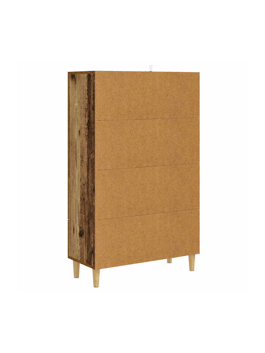 Wall Living Room Display Cabinet Made of Wood & Metal with Windowed Aged Wood 70x31x115cm