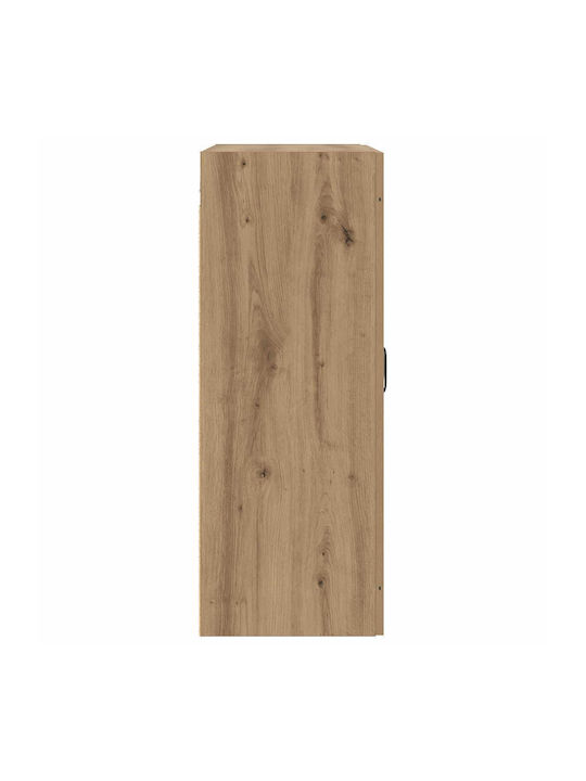 Wall Living Room Display Cabinet Made of Particle Board with Windowed Brown 69.5x34x90cm