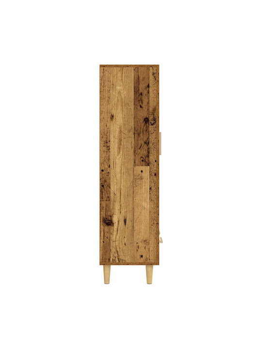 Wall Living Room Display Cabinet Made of Wood & Metal with Windowed Aged Wood 70x31x115cm