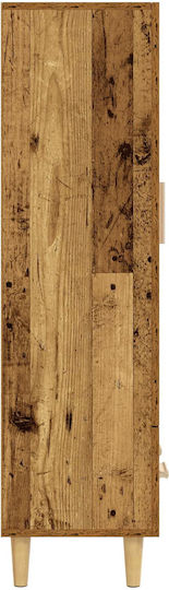 Hängende Wohnzimmervitrine aus Holz und Metall in Altholzoptik 70x31x115 cm