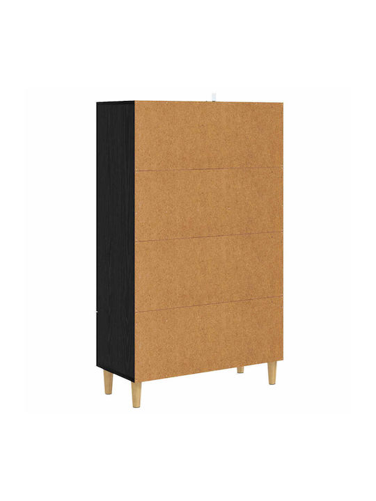 Wand Wohnzimmer Vitrine aus Holz & Metall mit Verglasung Schwarze Eiche 70x31x115cm