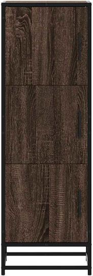 Wall Living Room Display Cabinet Made of Wood & Metal with Windowed Brown 35.5x35x106.5cm