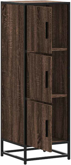 Wall Living Room Display Cabinet Made of Wood & Metal with Windowed Brown 35.5x35x106.5cm