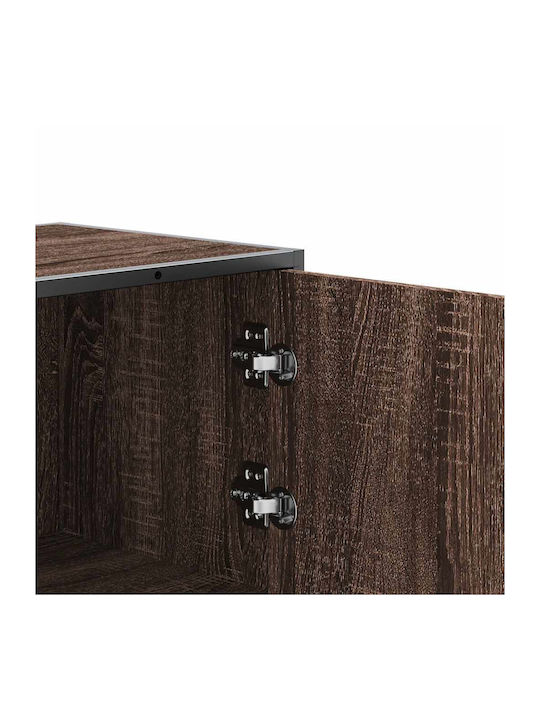 Wand Wohnzimmer Vitrine aus Holz & Metall mit Verglastem Braunen 35.5x35x106.5cm