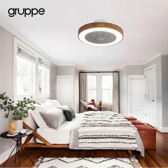 Gruppe CMBF-FS6008 Plafonieră 50cm cu Lumină Lemn Închis