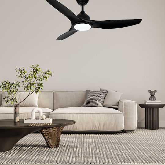 Primo PRCF-80724 Ventilator de Tavan 132,08cm cu Lumină Negru