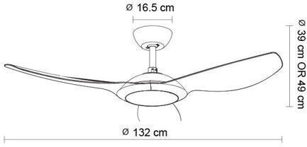 Primo PRCF-80726 Deckenventilator 132.08cm mit Leuchte Beiges / Weißes