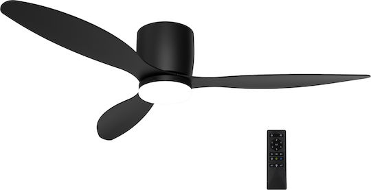 Deckenventilator 132cm mit Leuchte Schwarz