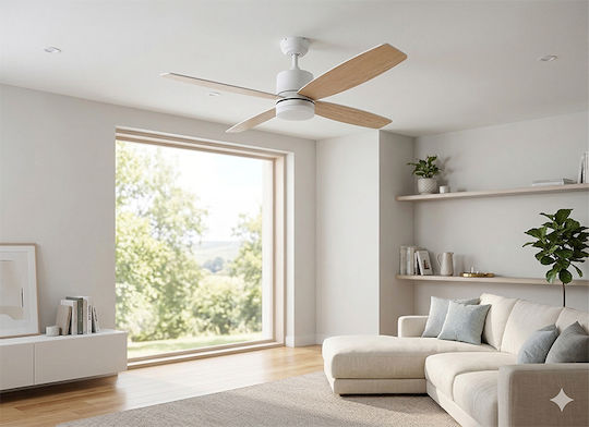 Redled Simone Plus Ceiling Fan 122cm With White Light Fixture