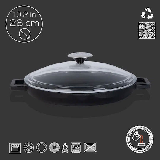 Lava Lava Gusseisen Sautieren mit Deckel mit Emaille Innenbeschichtung 26cm