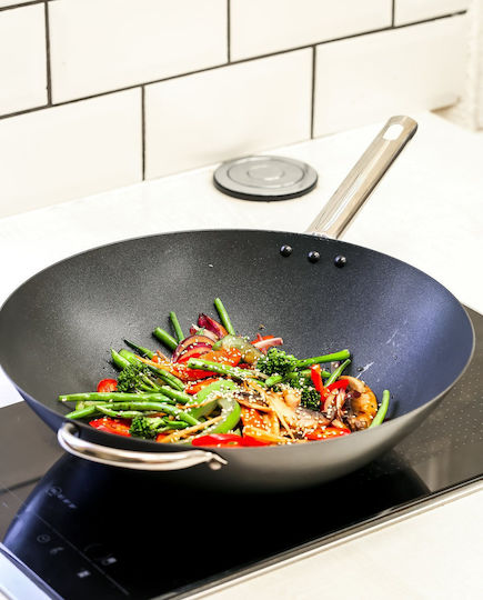 Kitchen Craft Уок от Въглеродна Стомана с Незалепващо Покритие 35.5cm