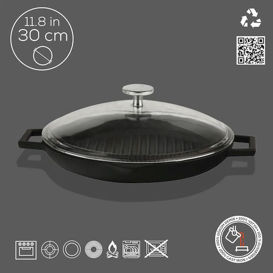 Lava Saute Pan Cast Iron with Lid with Enamel Coating 30cm