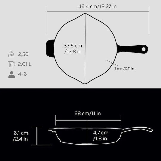Lava Lava Gusseisen Grill mit Emaille Innenbeschichtung 28cm