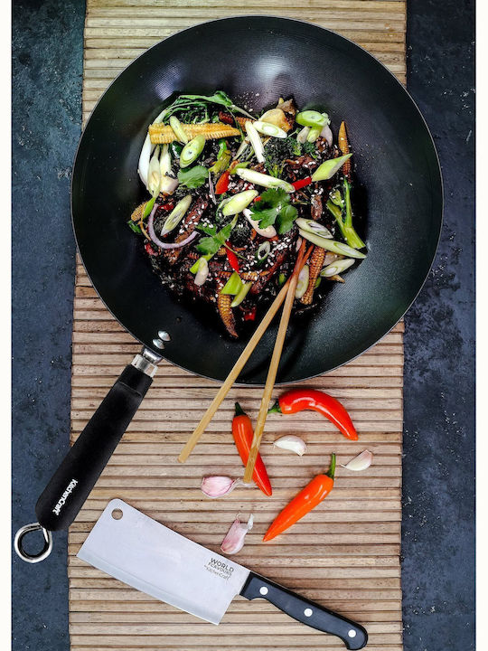 Kitchen Craft Wok aus Kohlenstoffstahl mit Antihaftbeschichtung 30cm