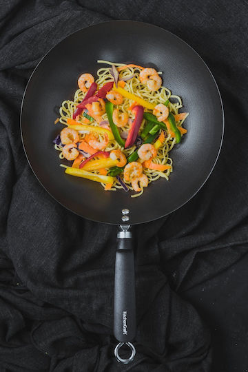 Kitchen Craft Wok made of Carbon Steel with Non-Stick Coating 30cm