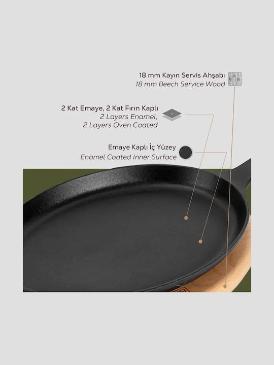 Lava Fajita Pan of Cast Iron with No Coating 23.6cm