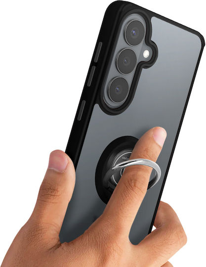 Avizar Case Galaxy S26 Plus Rigid Protection 360° Rotating Ring Black Transparent