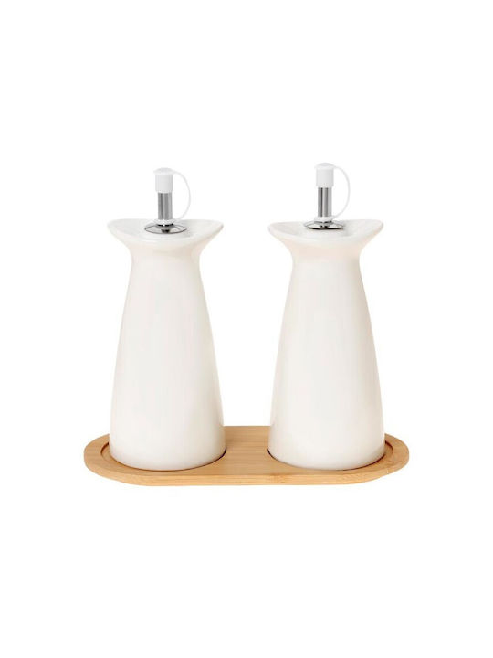 Cryspo Trio Porcelain Oil & Vinegar Dispenser Set with Flow
