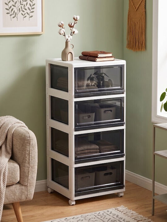 Vesta Plastic Drawer Unit 4 Tiers White 46x42x103cm