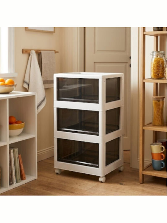 Vesta Plastic Drawer Unit 3 Tiers White 46x42x80cm