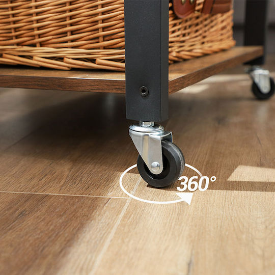 Vasagle Τρόλεϊ Κουζίνας Μεταλλικό 3 Θέσεων Καφέ 60x40x89cm