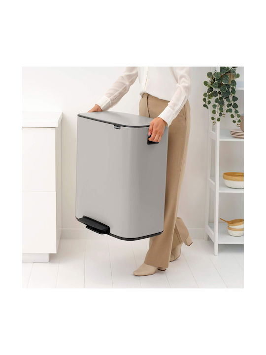 Brabantia Bo Pedal Κάδος Απορριμμάτων Πλαστικός με Πεντάλ Γκρι 30cm