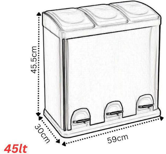 Vesta Vesta Recycling Waste Bin from Inox Steel with Pedal Silver 45lt