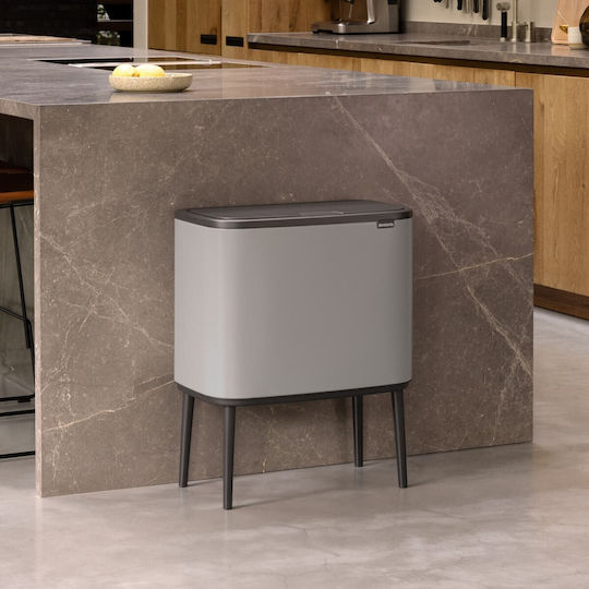 Brabantia Кошче Bo Touch за Боклук Пластмасово Тласък Сиво 36л