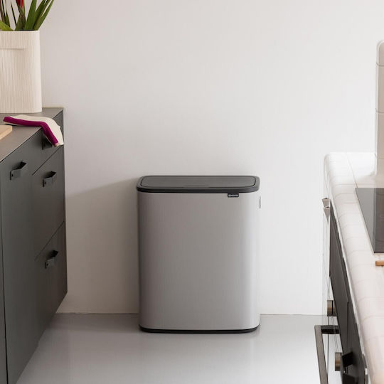 Brabantia Кошче Bo Touch за Боклук Пластмасово Тласък Сиво 60л