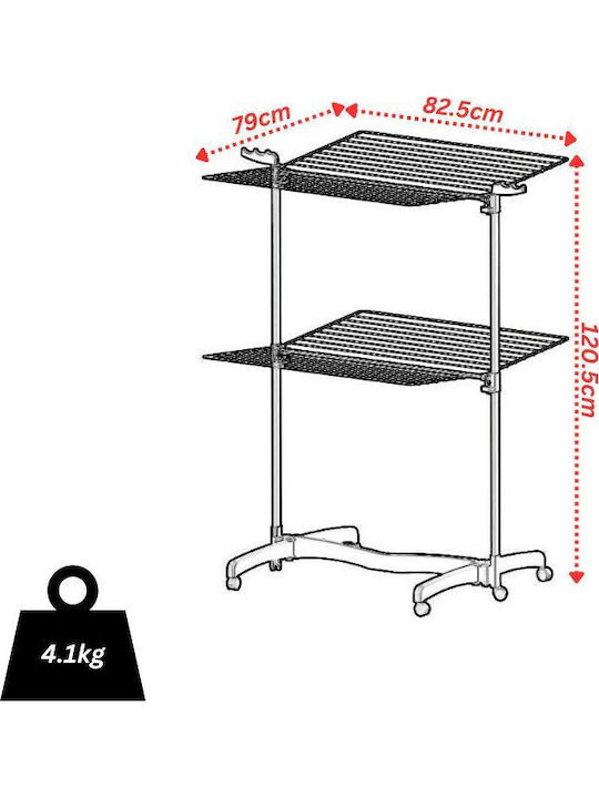 Filplast Aluminum Folding Floor Clothes Drying Rack with Hanging Length 30m